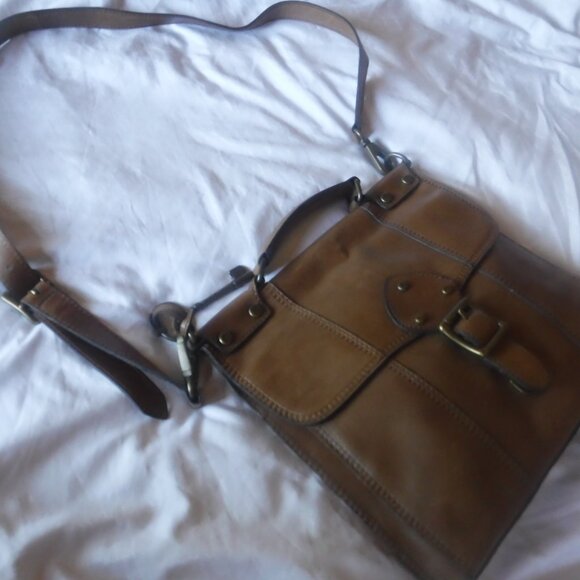 Leather Fossil Satchel Shoulder Bag Brown Purse - Picture 9 of 16